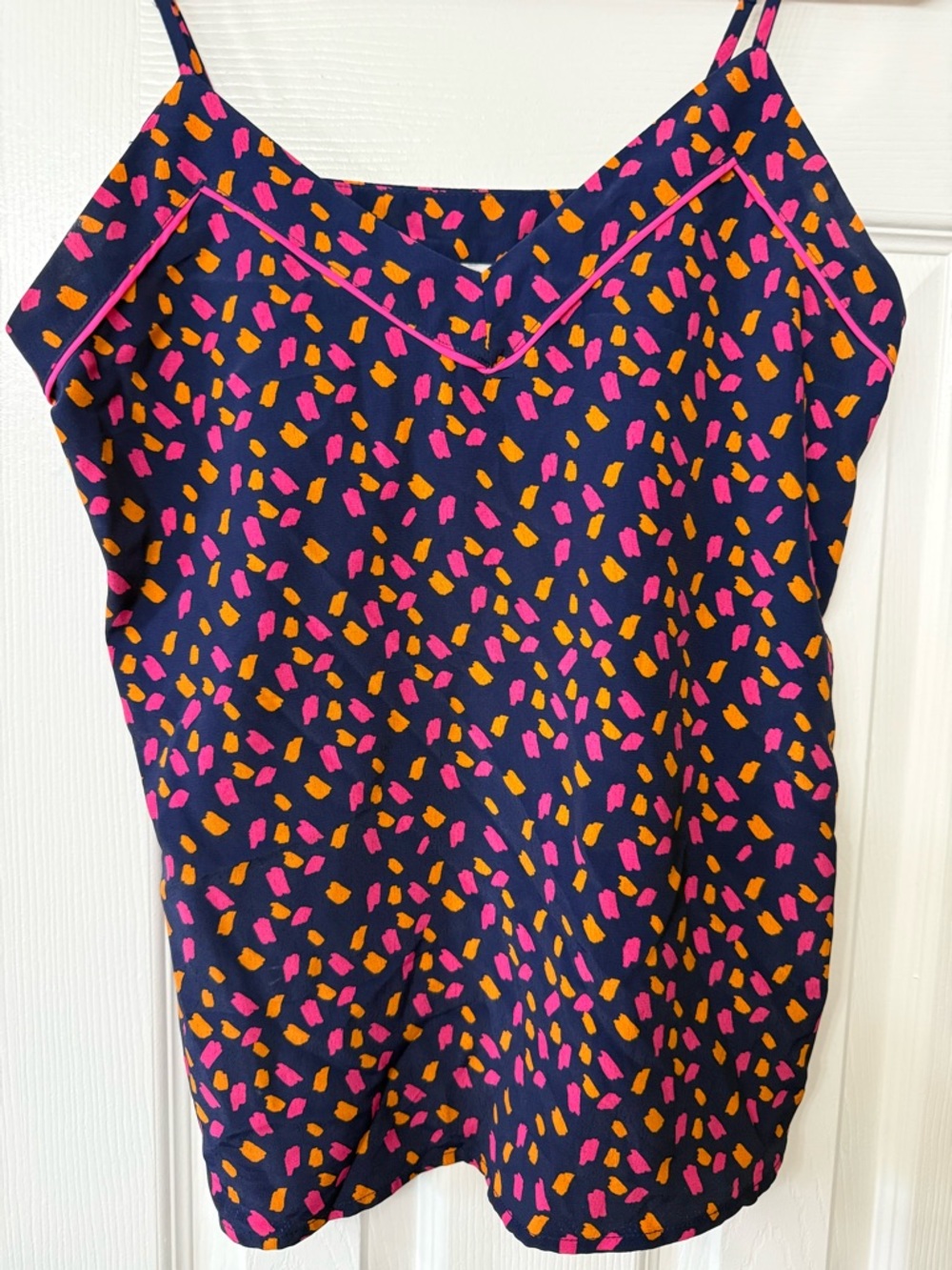 Naked Zebra Navy Camisole with Pink and Orange Spot Print